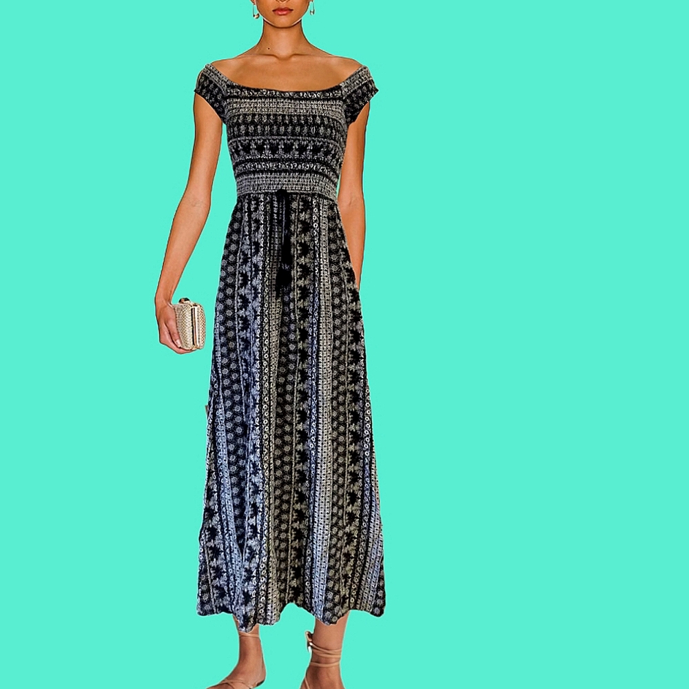 Boho Sundress🌺 Black+White Motif 🌺Size Small🌺